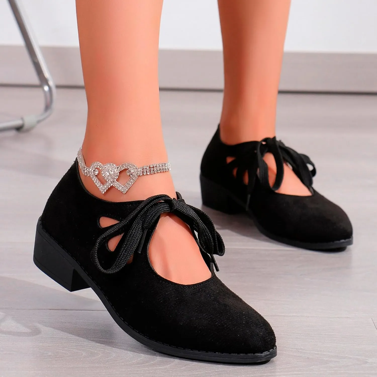 Dressy Heel Loafers For Women 2024 Boots Women Casual Vintage Cut Out Lace Up Chunky High Heel Ladies Ankle Boots
