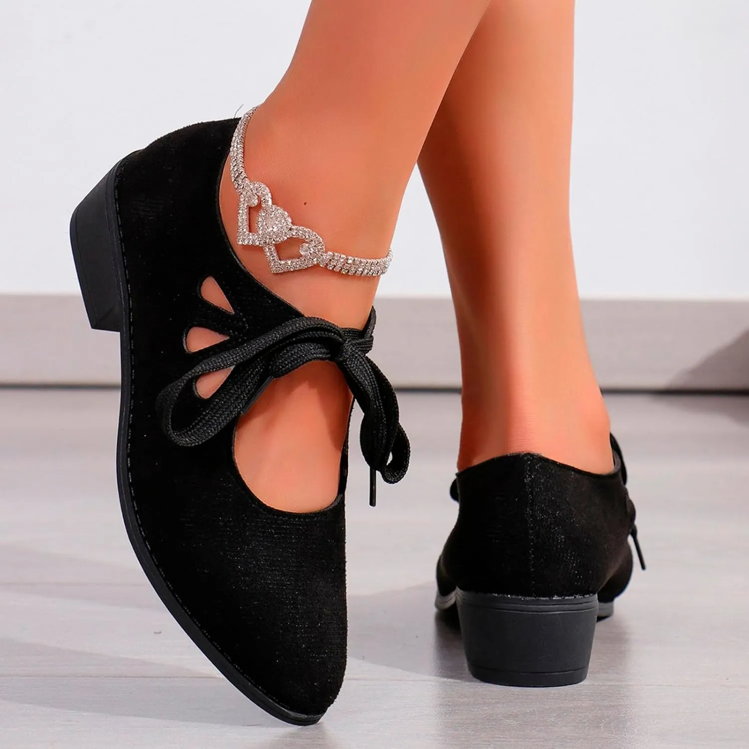 Dressy Heel Loafers For Women 2024 Boots Women Casual Vintage Cut Out Lace Up Chunky High Heel Ladies Ankle Boots