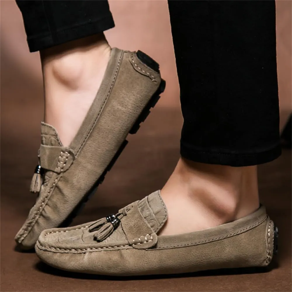 Mens-Moccasins Penny-Loafers Slip-On Casual Dress-Shoe Leather Tassels Boat Driving-Shoes