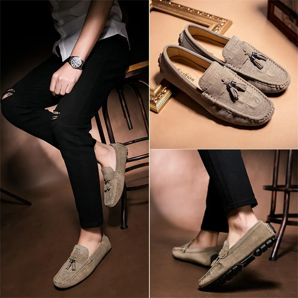 Mens-Moccasins Penny-Loafers Slip-On Casual Dress-Shoe Leather Tassels Boat Driving-Shoes