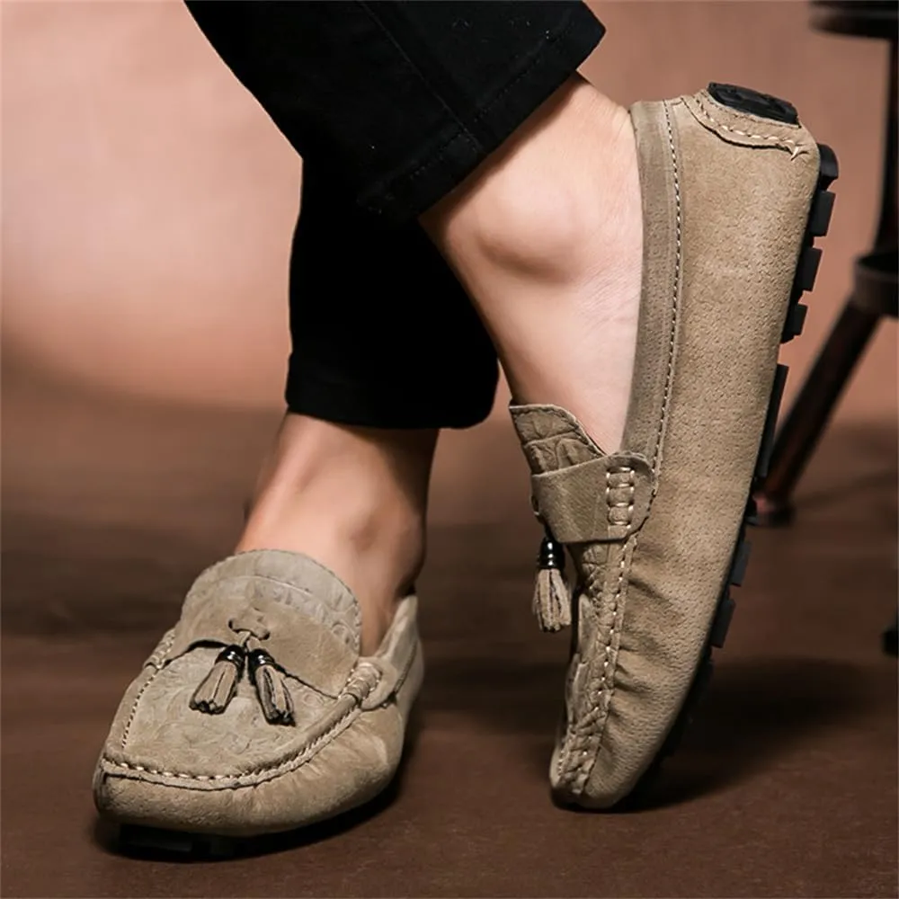 Mens-Moccasins Penny-Loafers Slip-On Casual Dress-Shoe Leather Tassels Boat Driving-Shoes