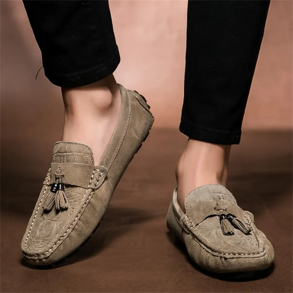 Mens-Moccasins Penny-Loafers Slip-On Casual Dress-Shoe Leather Tassels Boat Driving-Shoes