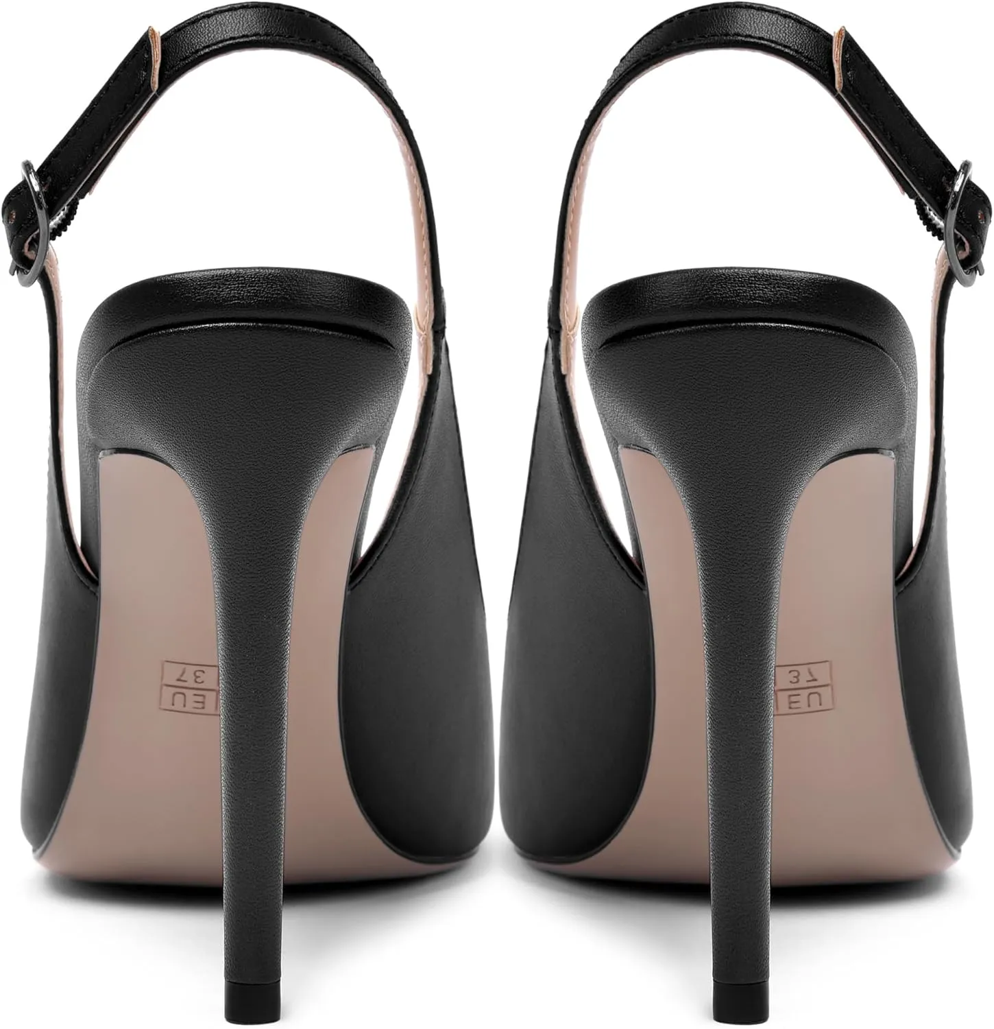 MOVINSTEPS Womens Peep Toe Slingback Buckle Solid Fashion Matte Evening Stiletto High Heel Pumps Shoes 4 Inch
