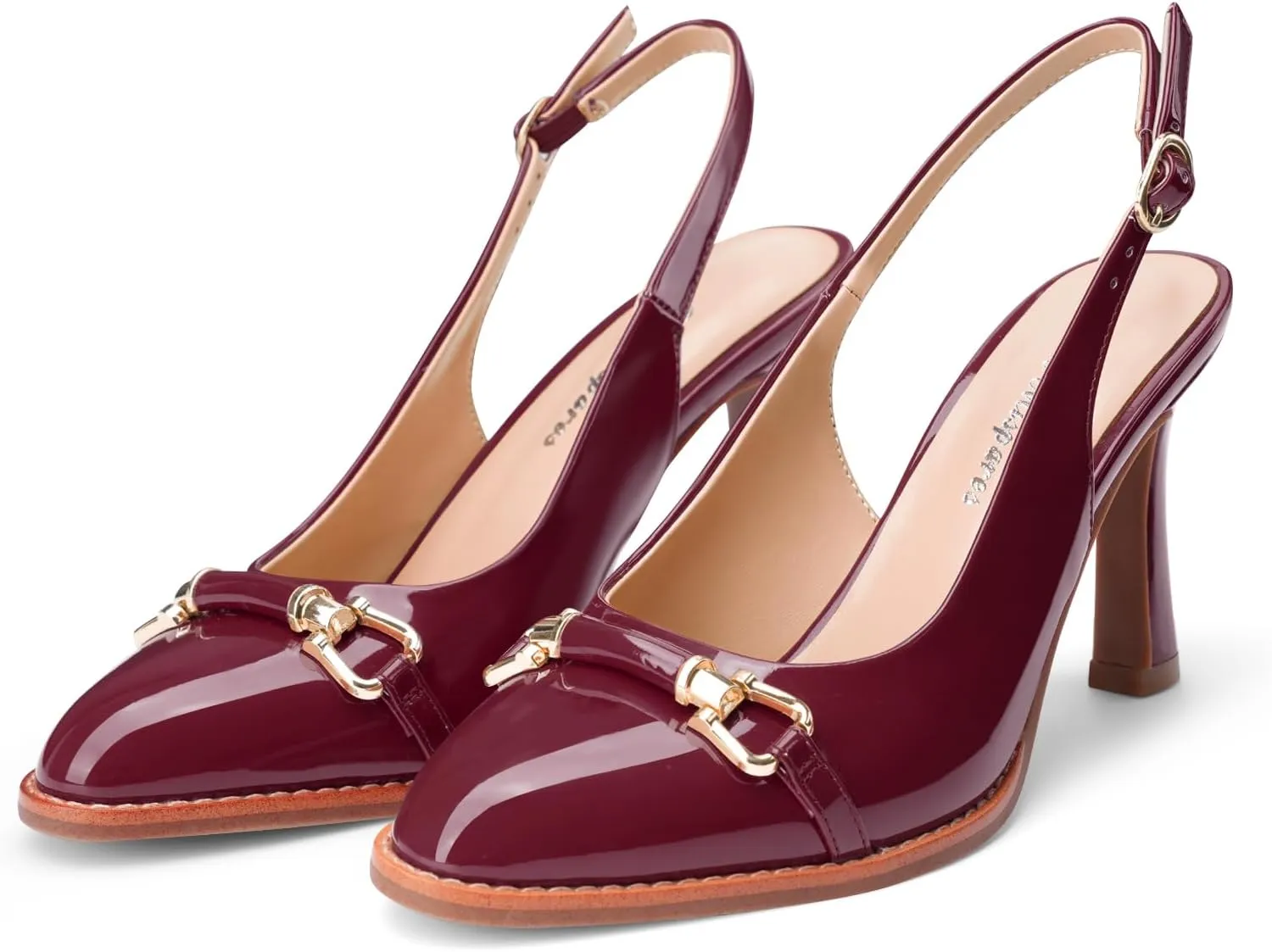 Oh Mispares Slingback Heels for Women Pointy Toe Stiletto High Heel Pumps Slip On Patent Leather Summer Wedding Party Dress Shoes