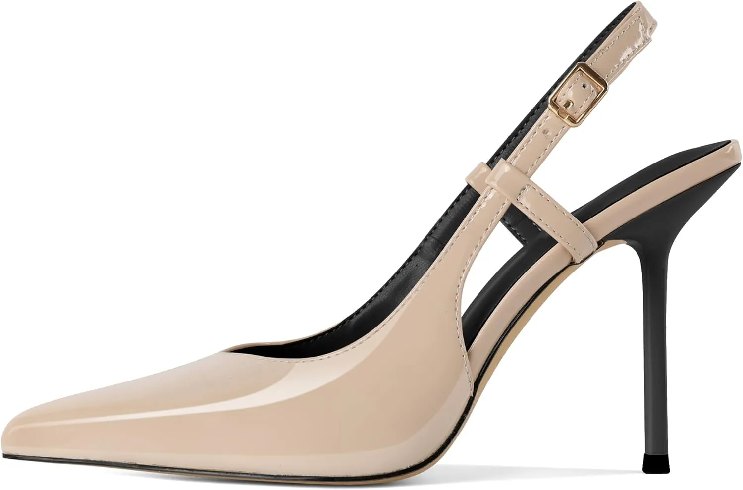 Soireelady Women's Slingback Heels Pointed Toe High Stiletto Heels Stretch Slip on Backless Patent Leather Fashion Dress Shoes
