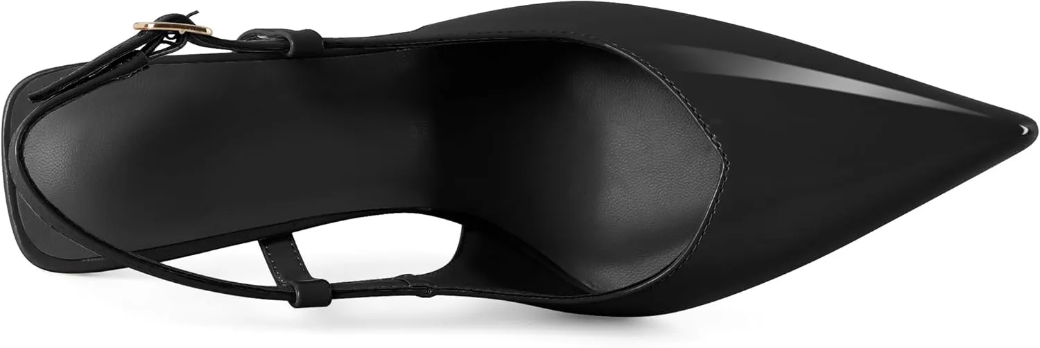 Soireelady Women's Slingback Heels Pointed Toe High Stiletto Heels Stretch Slip on Backless Patent Leather Fashion Dress Shoes