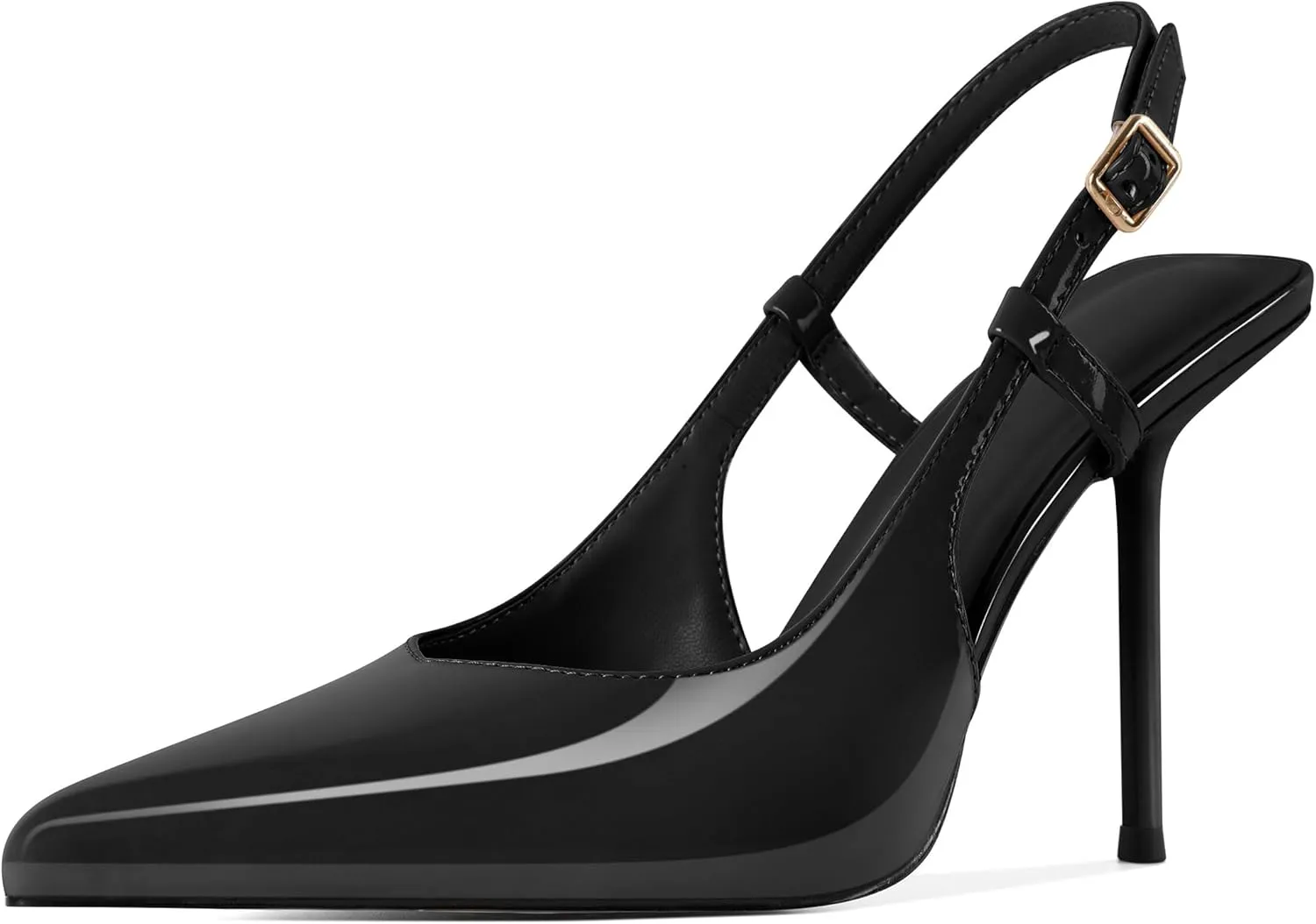 Soireelady Women's Slingback Heels Pointed Toe High Stiletto Heels Stretch Slip on Backless Patent Leather Fashion Dress Shoes