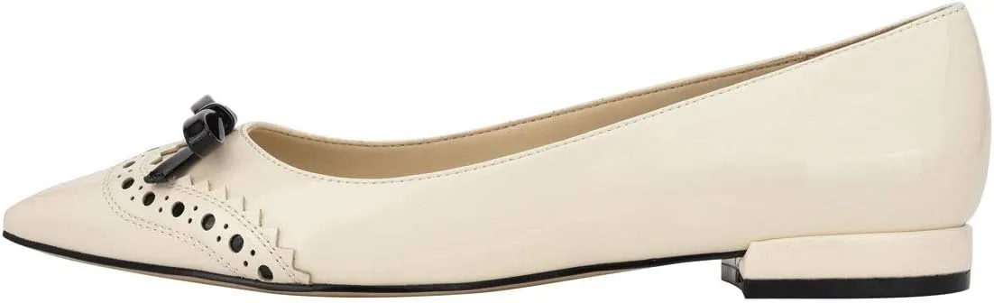 XYD Women Fashion Closed Pointy Toe Slip on Ballet Flats Chunky Low Heel Bow Pumps Date Office Shoes