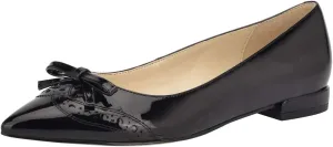 XYD Women Fashion Closed Pointy Toe Slip on Ballet Flats Chunky Low Heel Bow Pumps Date Office Shoes