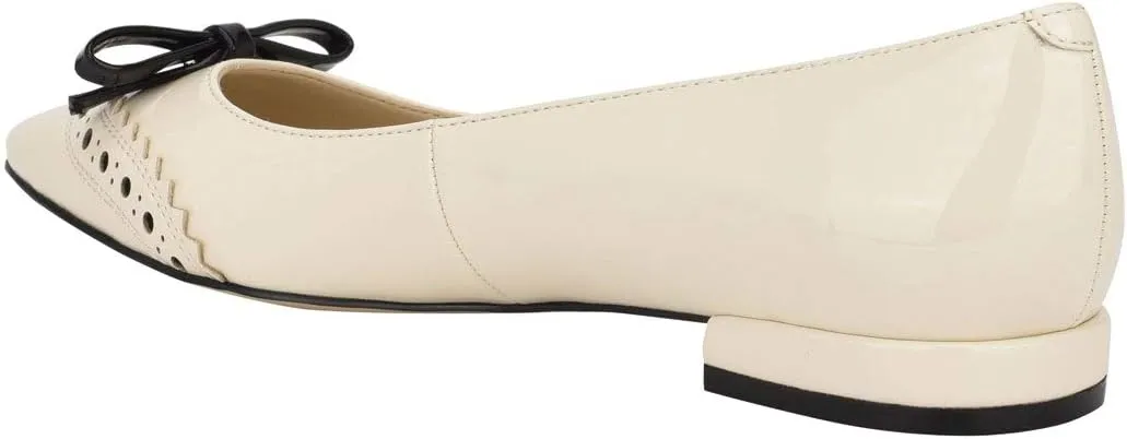 XYD Women Fashion Closed Pointy Toe Slip on Ballet Flats Chunky Low Heel Bow Pumps Date Office Shoes