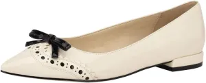 XYD Women Fashion Closed Pointy Toe Slip on Ballet Flats Chunky Low Heel Bow Pumps Date Office Shoes