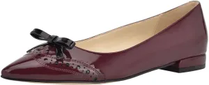 XYD Women Fashion Closed Pointy Toe Slip on Ballet Flats Chunky Low Heel Bow Pumps Date Office Shoes