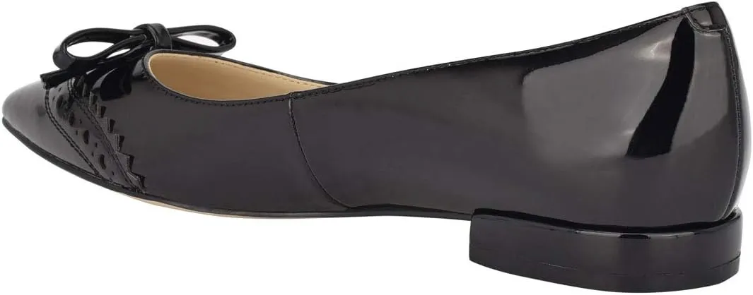 XYD Women Fashion Closed Pointy Toe Slip on Ballet Flats Chunky Low Heel Bow Pumps Date Office Shoes